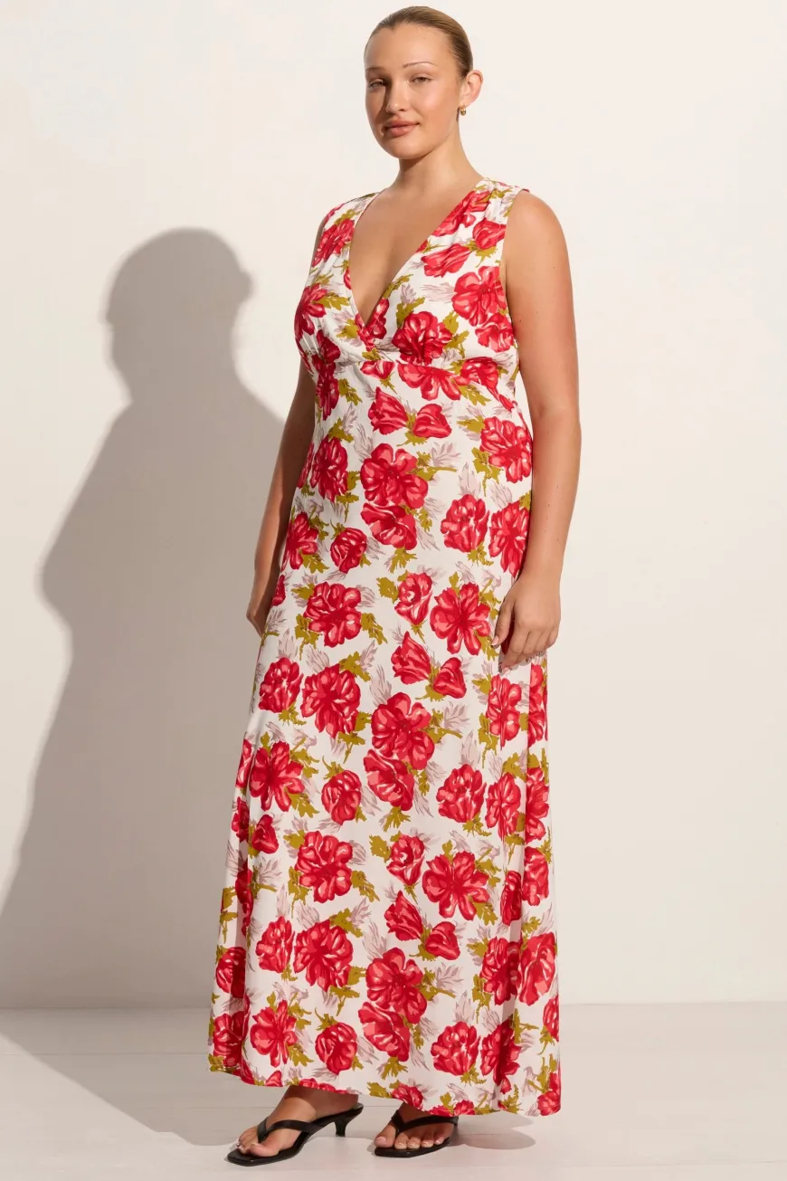 Acacia Maxi Dress Isadora Floral Red - Final Sale