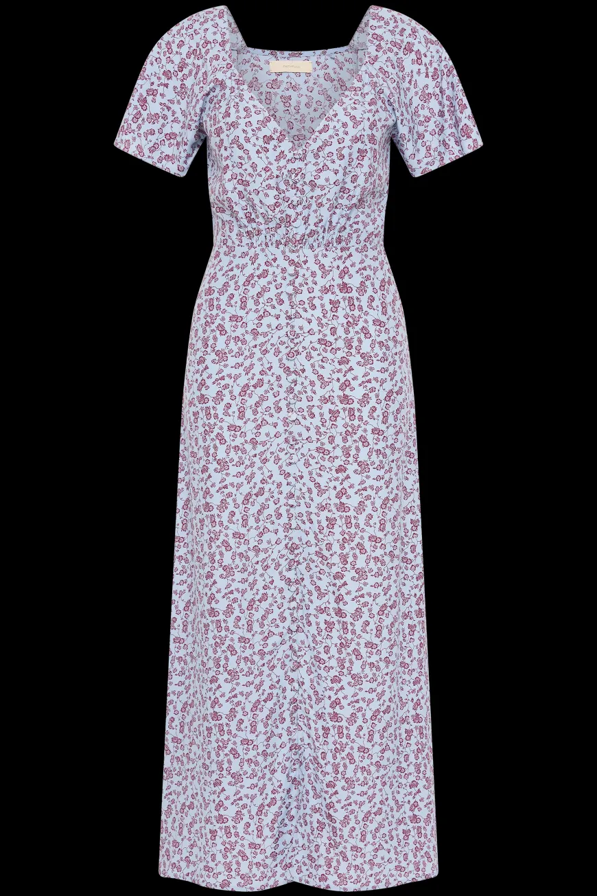Aurelia Midi Dress Amaryllis Floral Blue