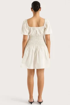 Aya Mini Dress Cream Pinstripe