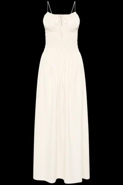 Aya String Maxi Dress Cream Pinstripe