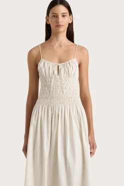 Aya String Maxi Dress Cream Pinstripe