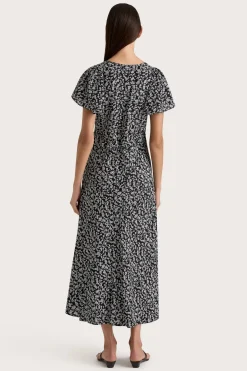 Boda Midi Dress Amaryllis Floral Black