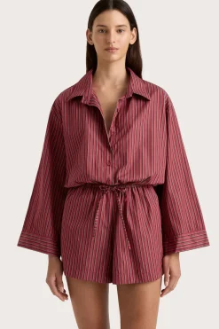 Freja Playsuit Wine Stripe