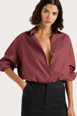 Freja Shirt Wine Stripe