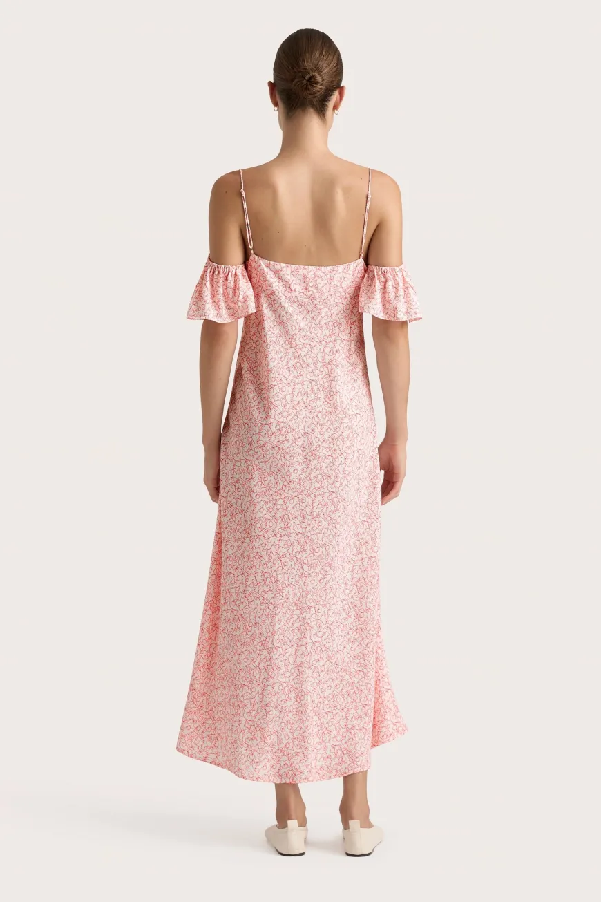 Menton Midi Dress Calla Vermillion