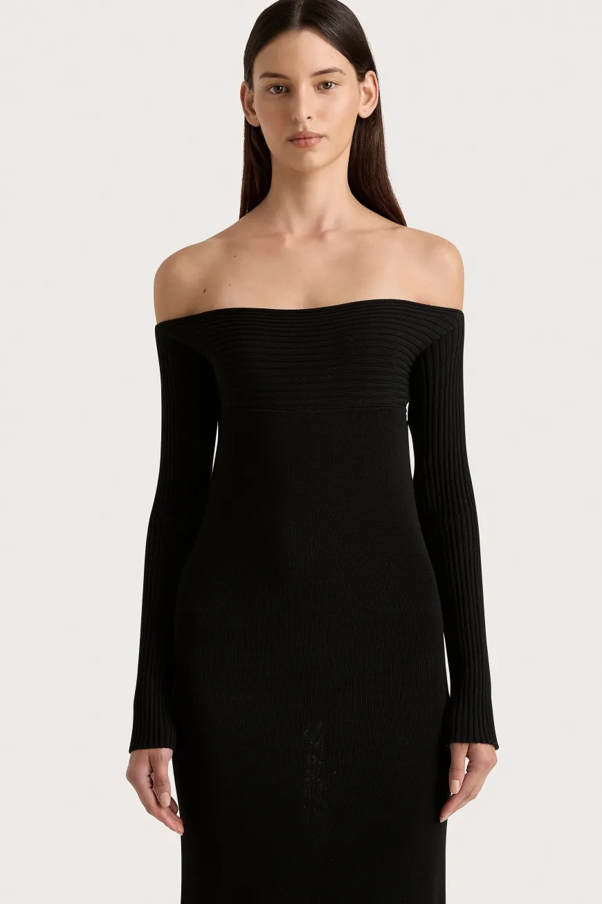 Selene Knit Maxi Dress Black