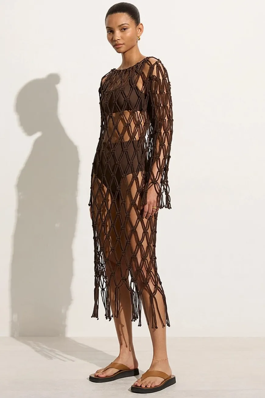 Sintra Macrame Dress Chocolate - Final Sale